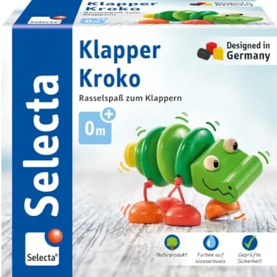 Afbeelding van Selecta 61044 Krokodil ratelspeelgoed grijpspeelgoed hout
