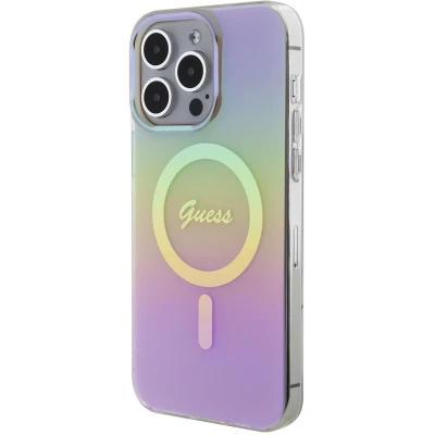 Afbeelding van Guess Iridescent Script Back Case (MagSafe Compatible) Geschikt voor Apple iPhone 15 Pro Max (6.7&quot;) Roze