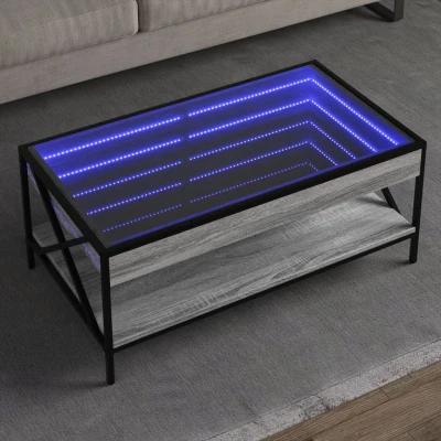 Afbeelding van Salontafel met Infinity LED 90x50x38 cm grijs sonoma eikenkleur