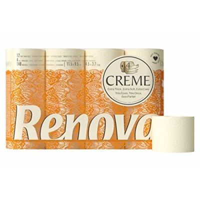 Afbeelding van Renova Toiletpapier, crème, 12 rollen, comfort, 4 laags, crèmekleurig