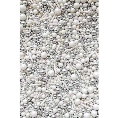 Afbeelding van SD Pearls Mélange de sucres et perles multicolores comestibles pour gâteaux, muffins cupcakes (mélange « argent blanc », 100 g)