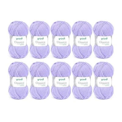 Afbeelding van Gründl Classico wol (Öko TEX® 50% scheerwol (Merino Superwash) &amp; polyacryl, 50g/120m, naalddikte 3,5 4,5, 10 bollen à 50g)