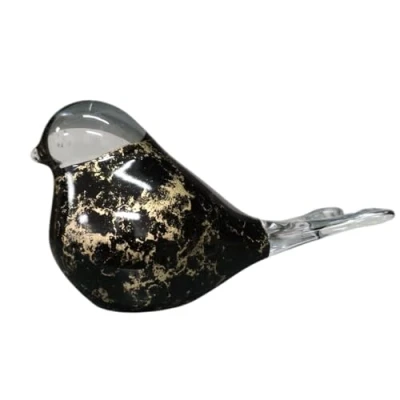 Afbeelding van Urn, Vogel Glas Zwart, Goud 50ml