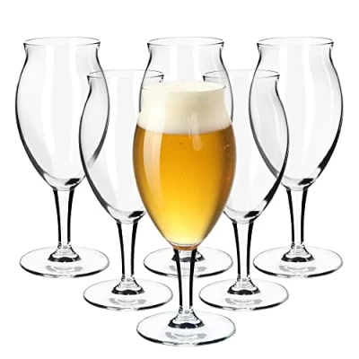 Afbeelding van KADAX Bierglas met steel een inhoud van 410 ml om je verfrissende dranken stijl en verfijning te genieten, ideaal als cadeau (6 stuks)