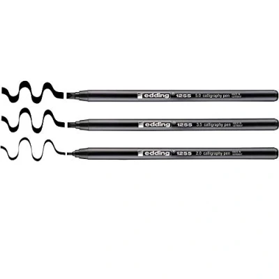Afbeelding van edding 1255 ass. kalligrafie pen zwart 3ST 2/3,,5/5 mm / 4 3 001