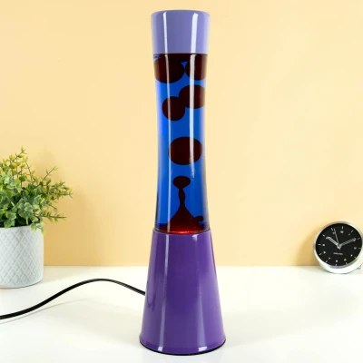 Afbeelding van Fisura lava Lamp blauw met rode purperen voet