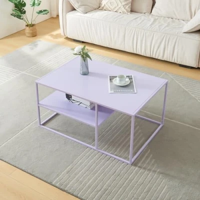 Afbeelding van Salontafel Solund met plank 45x90x60 cm lila [en.casa]