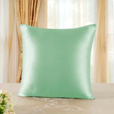 Afbeelding van townssilk Kussensloop van 100% pure moerbeizijde, 82,46 g/m² (19 momme), dubbelzijdig, voor haargezondheid, huid, verborgen ritssluiting, 1 stuk, 40 x cm, groen