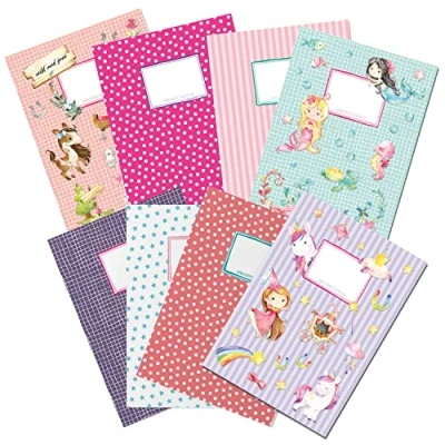 Afbeelding van Papierdrachen 8 hoogwaardige enveloppen van papier voor kinderen, DIN A4, motief onder water en eenhoorn, schriftomslag 250 g/m², set nummer 4