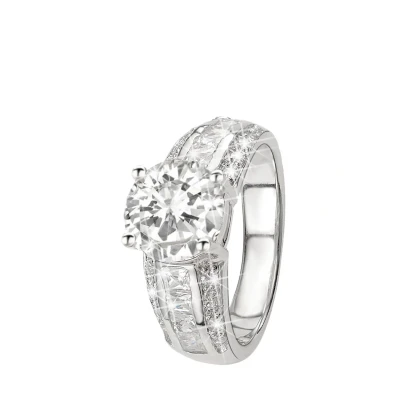 Afbeelding van Lucardi 925 Silver ROW OF 13 Zirconia Stones Ring silvercoloured, Dames, Maat: 60, coloured