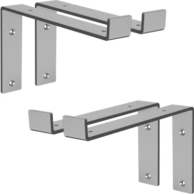 Afbeelding van ML Design 4 stuks plankbeugel 25x4x14,5 cm, grijs, gemaakt van metaal, 10 inch plankbeugels, industriële planksteun voor wandmontage, 90 graden wandbeugel, L vormige wandplank