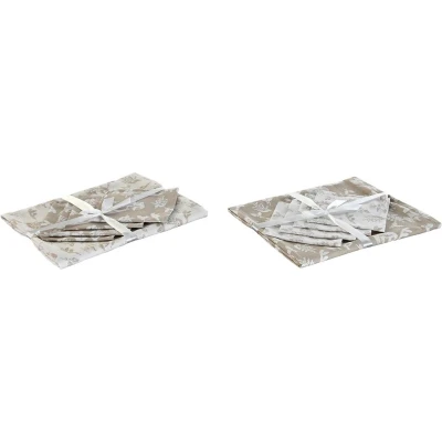 Afbeelding van Placemat en servetten DKD Home Decor 2 Stuks 150 x 0,5 cm Beige Wit Lichtbruin