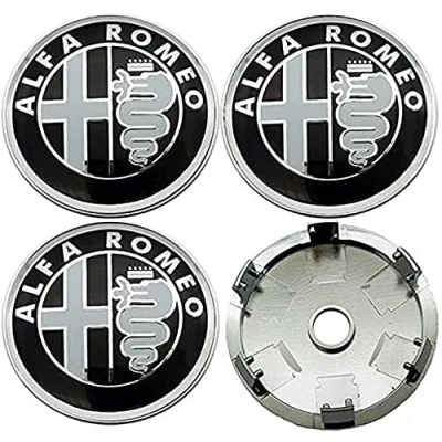 Afbeelding van Set van 4 wieldoppen voor Alfa Alpha Romeo 159 147 156 Giulietta 60 mm logo naafdoppen autoaccessoires stofdicht