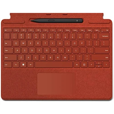 Afbeelding van Microsoft Surface Signature Keyboard + Slim Pen 2 pen, klaprozenrood, compatibel met Pro 8, 9 en X (Azerty toetsenbord)