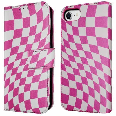 Afbeelding van iMoshion Hoesje Geschikt voor iPhone SE (2022) / (2020) 8 7 6s 6 Met Pasjeshouder Design Bookcase smartphone Roze Retro Pink