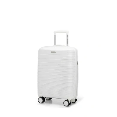 Afbeelding van WITTCHEN Fuerta Line Koffer van polypropyleen met glanzende riemen, 4 dubbele zwenkwielen aluminium, telescopische handgreep, TSA slot, Gebroken wit, Handbagage