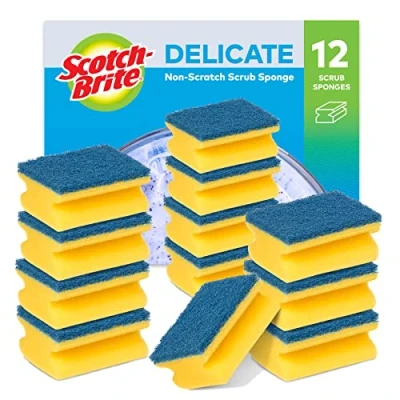 Afbeelding van Scotch Brite Delicate Schraapspons, 12 stuks per set, krasvrij, voor het reinigen van anti aanbak gebruiksvoorwerpen en glas