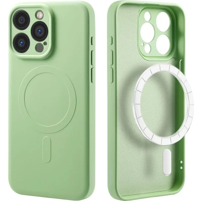Afbeelding van iMoshion Hoesje Geschikt voor iPhone 15 Pro Max Siliconen Color Backcover MagSafe Groen