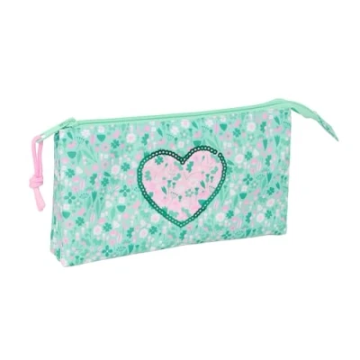 Afbeelding van Pennenetui met 3 vakken Safta Cuore Munt 22 x 12 cm