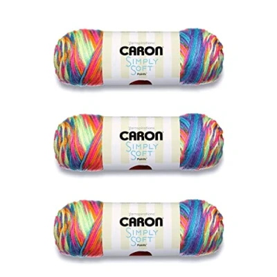 Afbeelding van Caron Simply Soft Rainbow Bright Paints Garen, verpakking van 3 x 141 g, acryl, 4 medium (gekamd), 220 m, breien/haken