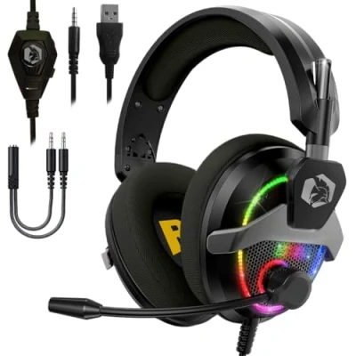Afbeelding van EMPIRE Gaming 2024 Nieuw H 13 RGB Headset voor PS5, PS4, Xbox One/Series, Switch, PC, Mac, Smartphones, Tablets Afstandsbediening High Definition Stereo Sound Flexibele Microfoon