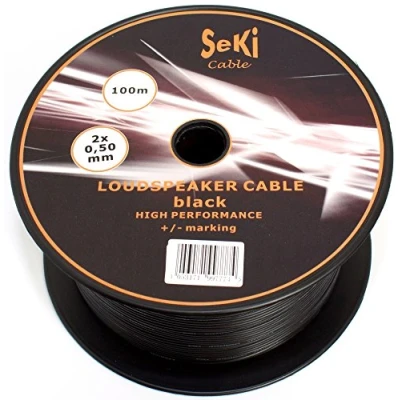 Afbeelding van SeKi Luidsprekerkabel zwart 2 x 0,50 mm² 100m spoel