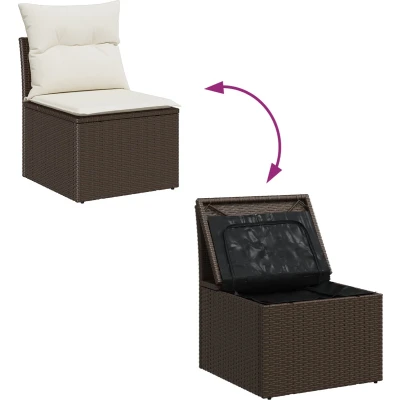 Afbeelding van vidaXL 3 delige Tuinsofa Set met Kussens Bruin Poly Rattan