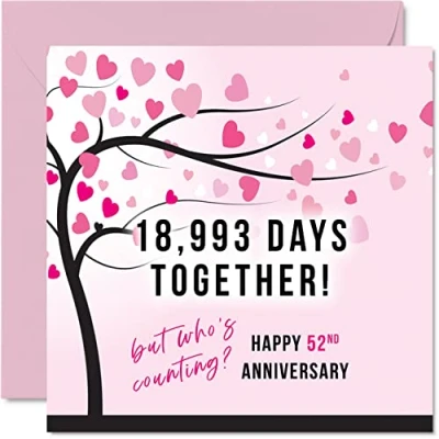 Afbeelding van Grappige kaart voor de 52e trouwdag, vrouwen of echtgenoot 18993 Days Together cadeau partner, 145 mm x