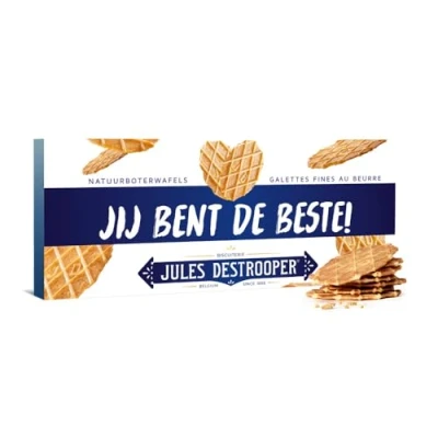Afbeelding van Jules Destrooper Natuurboterwafels met opschrift &quot;Jij bent de beste!&quot; Belgische koekjes 100g
