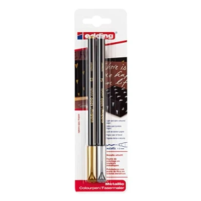 Afbeelding van Fineliner edding 1200 053 054 fijn zilver en goud blister à 2 stuks