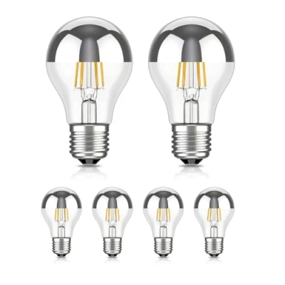 Afbeelding van ledscom.de 6 ledlampen E27, A60, warmwit (2700 K), 4,1 W, 461 lm, hoofdspiegel (zilver)