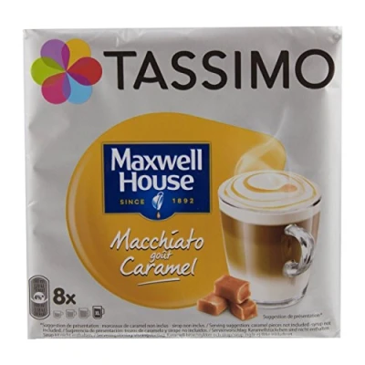Image de Tassimo Café Dosettes Maxwell House Latte Macchiato Caramel Boissons, 8g