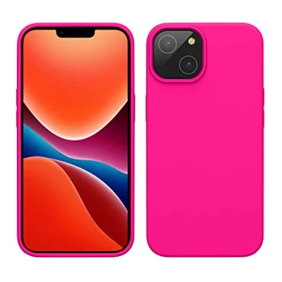 Afbeelding van kwmobile telefoonhoesje geschikt voor Apple iPhone 14 Hoesje met siliconen coating Smartphone case in neon roze