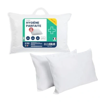 Afbeelding van Bleu Calin Câlin Set van 2 rechthoekige kussens tegen mijten, antibacterieel, zacht comfort, 45 x 70 cm, omslag 100% katoen, perfecte hygiëne serie