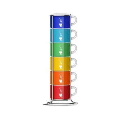Afbeelding van Bialetti Impilabili Di Colori espresso kopjes in rek 6 stuks