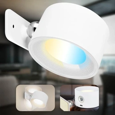 Afbeelding van B.K.Licht oplaadbare Wandlamp zonder voeding met batterij magnetisch 360 draaibar dimbaar CCT Wit