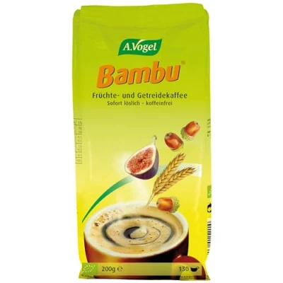 Afbeelding van A.Vogel Navulverpakking Bambu Biologische Instant Koffievervanger 100% Natuurlijk Cafeïnevrij Gemaakt van geroosterde granen Voor warm of koud drinken 200 g ca. 130 kopjes Made in