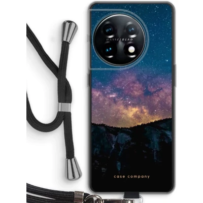 Afbeelding van Case Company® hoesje met Koord geschikt voor OnePlus 11 Travel to space Telefoonhoesje Zwart Bescherming aan alle Kanten en Over de Schermrand