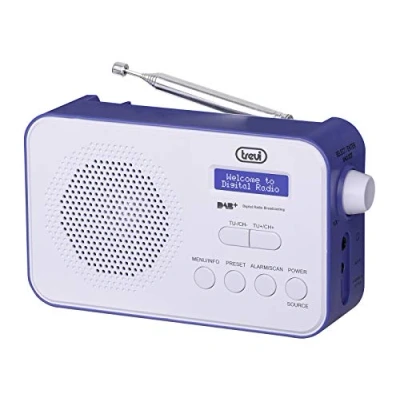 Image de Trevi Dab 7F92 R Radio Portable Dab/Dab+, Affichage Dot Matrix à Haute lisibilité, Horloge avec 2 réveils programmables, Batterie Rechargeable au Lithium Bleu