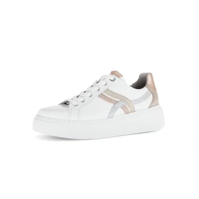 Afbeelding van Gabor Comfort Sneakers laag, Dames, Maat: 39, Weiss/gold/rame Leer