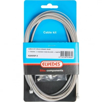 Afbeelding van Trommelrem kabelkit Elvedes 1700mm 2350mm RVS zilver (op kaart)