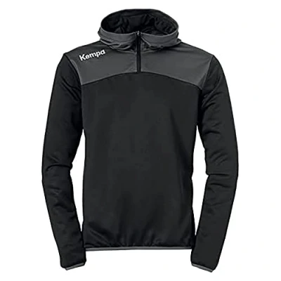Afbeelding van Kempa Emotion 2.0 Hoody met 1 4 Rits Kind Zwart Antraciet Maat 116