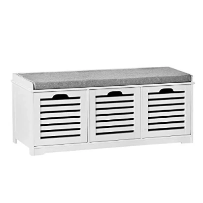 Afbeelding van SoBuy® FSR23 W opbergbank met kussen en 3 laden