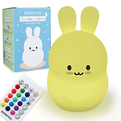 Afbeelding van Nachtlampje voor Kinderen met Afstands &amp; Aanraakbediening en 16 Kleuren BONNYCO Nachtlamp Kinderkamer Timer Siliconen Kinder Bedlampje 100% BPA vrij, Geschenk Jongens Meisjes