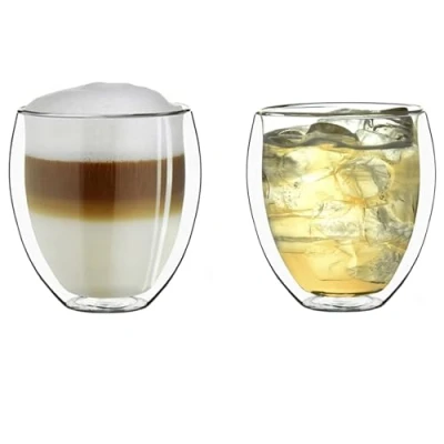 Afbeelding van Creano dubbelwandig thermoglas 400ml, set van 2, groot hittebestendig drinkglas borosilicaatglas