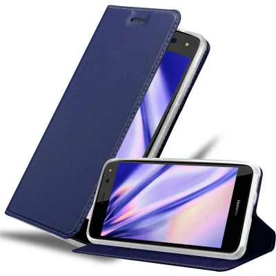 Afbeelding van Cadorabo Hoesje geschikt voor Huawei Y5 2017 / Y6 in CLASSY DONKER BLAUW Beschermhoes met magnetische sluiting, standfunctie en kaartvakje Book Case Cover Etui
