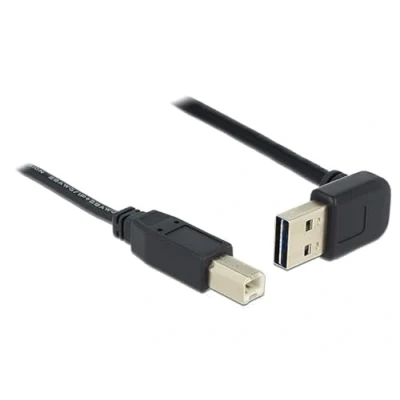 Afbeelding van Easy USB A haaks (boven/beneden) naar B kabel USB2.0 tot 2A / zwart 0,50 meter