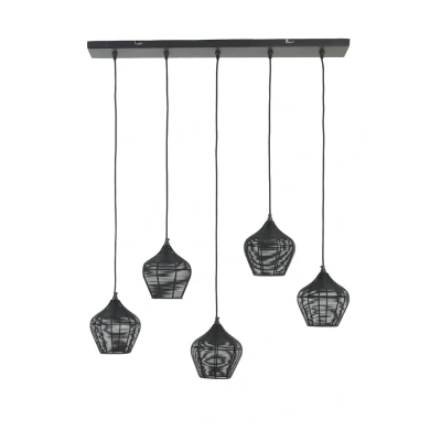 Afbeelding van Alvaro hanglamp 5L metaal zwart