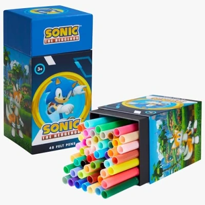 Afbeelding van Sonic the Hedgehog Viltstiften voor kinderen, 48 stuks, wasbaar, niet giftig, cadeau idee jongens