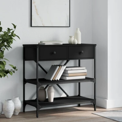 Afbeelding van Wandtafel 75x34,5x75 cm bewerkt hout zwart